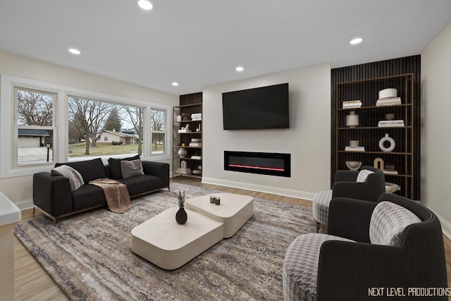 living room with hardwood / wood-style floors