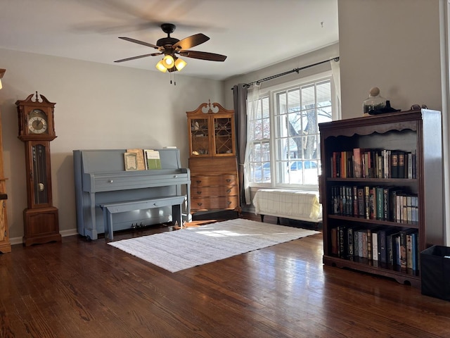 dining area with dark wood-type flooring