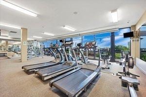 workout area with expansive windows