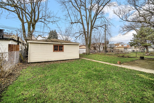 view of yard with a patio area and an outdoor structure