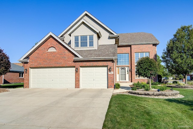 front of property featuring a garage and a front yard