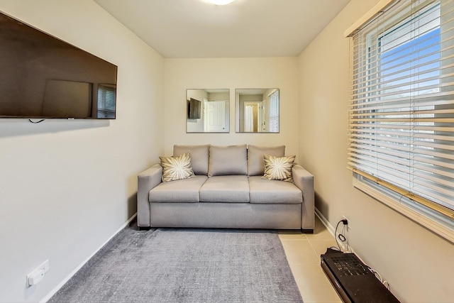 living room with light tile patterned floors