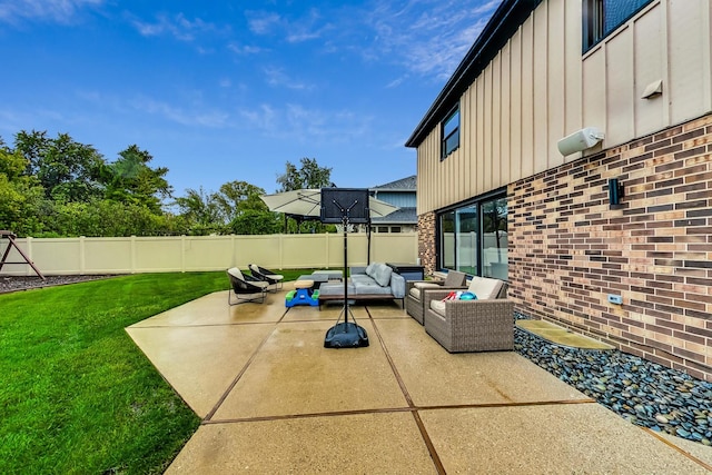 view of patio featuring an outdoor hangout area