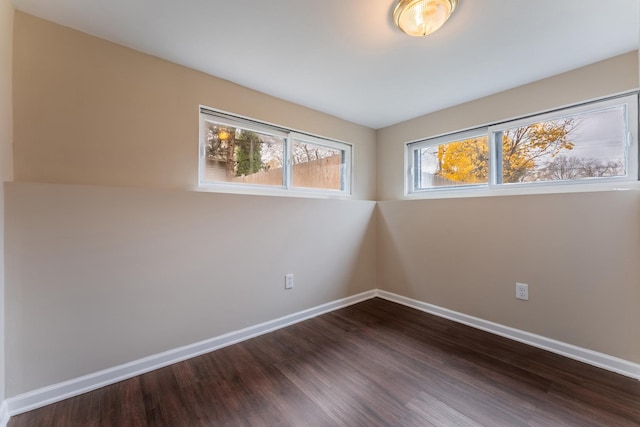 spare room with dark hardwood / wood-style floors