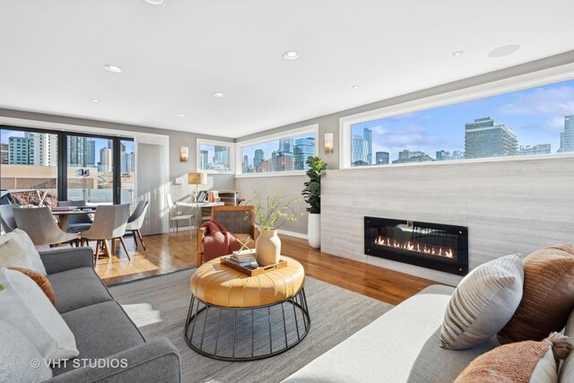 dining space featuring hardwood / wood-style flooring