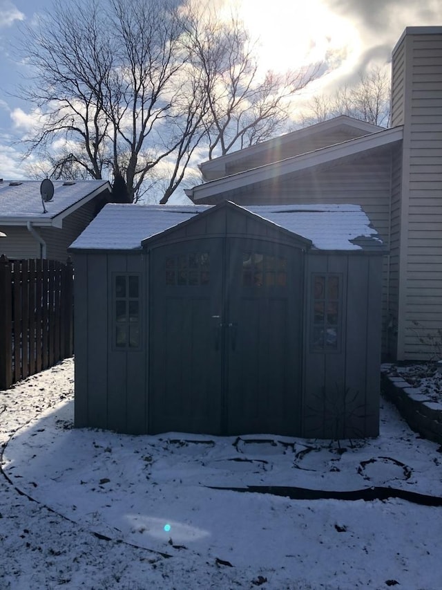 view of snow covered structure