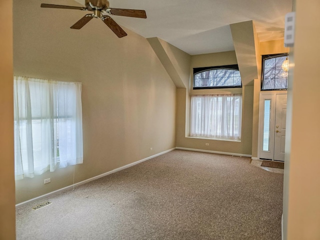 interior space featuring ceiling fan