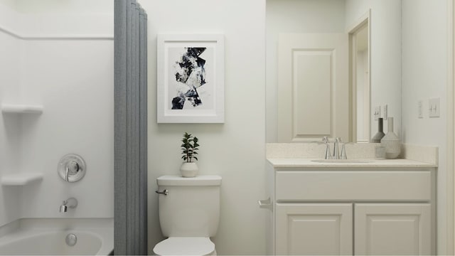 bathroom with vanity, toilet, and a tub