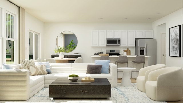 living room featuring light hardwood / wood-style floors