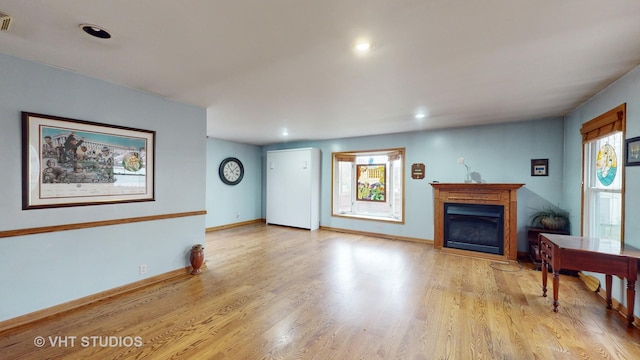 living room featuring light wood-type flooring