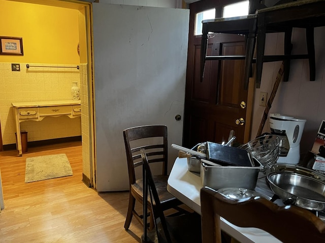 dining area with light wood-type flooring