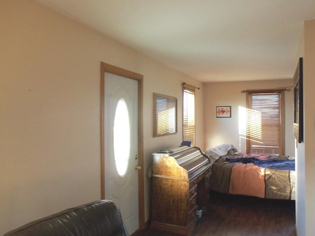 bedroom featuring dark hardwood / wood-style flooring