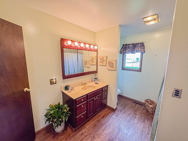 174 Rockyford Rd, Sublette, IL 61367 - bathroom with wood finished floors, vanity, toilet, and baseboards