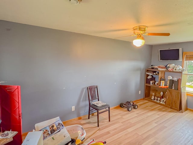 174 Rockyford Rd, Sublette, IL 61367 - sitting room with a ceiling fan and wood finished floors
