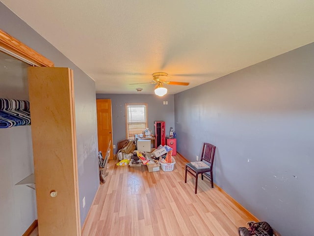 174 Rockyford Rd, Sublette, IL 61367 - game room featuring light wood-style flooring and a ceiling fan