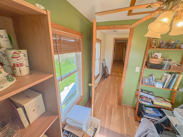 174 Rockyford Rd, Sublette, IL 61367 - office area featuring wood finished floors, baseboards, and ceiling fan