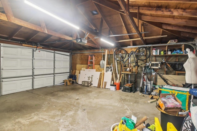 garage with a garage door opener