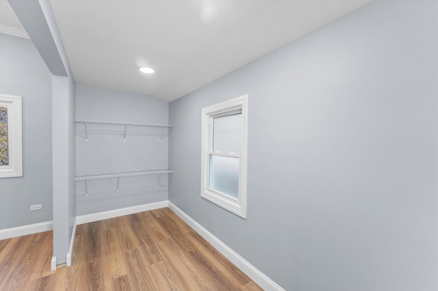 walk in closet featuring wood-type flooring