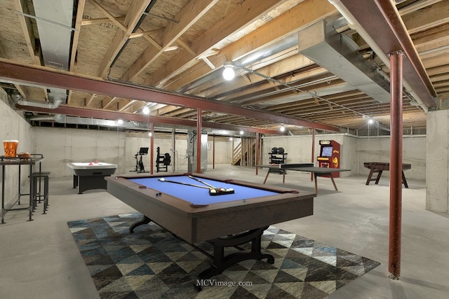 rec room with billiards