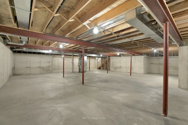 basement with heating unit