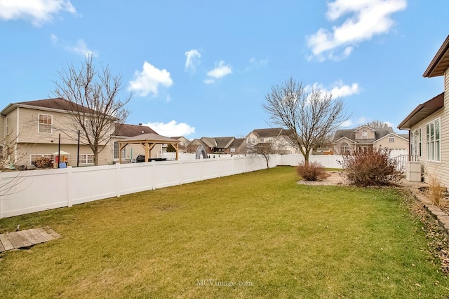 view of yard with a gazebo