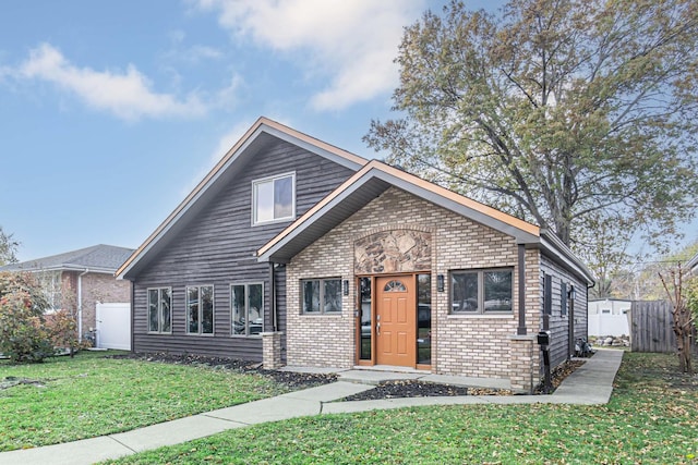 view of front of home with a front lawn