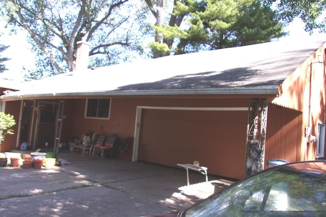 exterior space featuring a garage