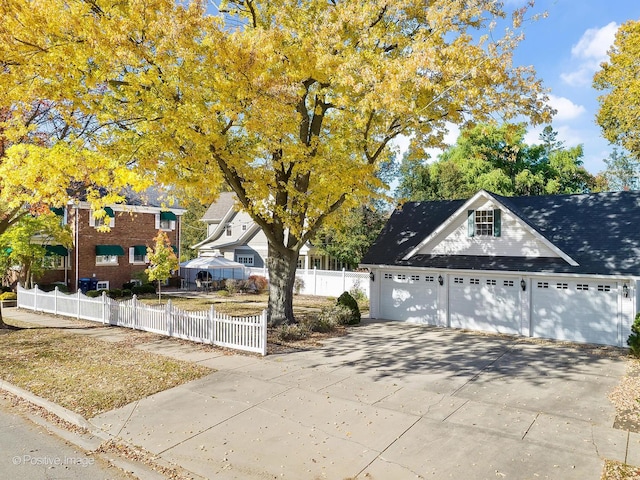 exterior space with a garage