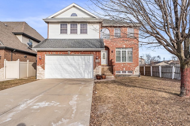 view of front property with a garage