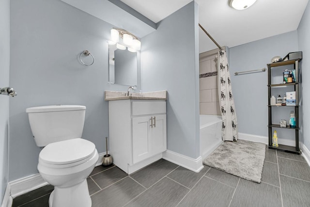 full bathroom featuring vanity, toilet, and shower / bath combo with shower curtain