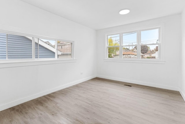 empty room featuring plenty of natural light and light hardwood / wood-style floors