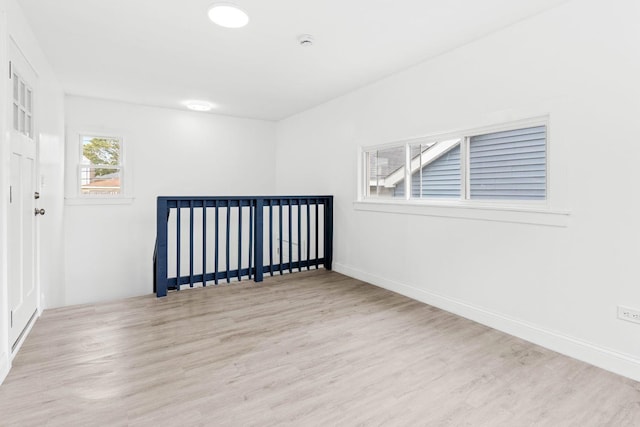 unfurnished room featuring light wood-type flooring