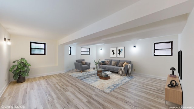 living room with light wood-type flooring