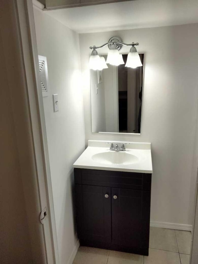 bathroom with tile patterned floors and vanity