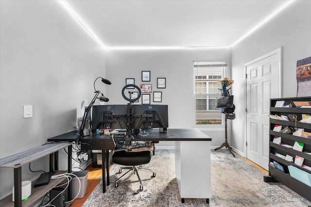 office featuring hardwood / wood-style floors