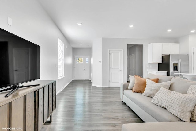 living room with light wood-type flooring