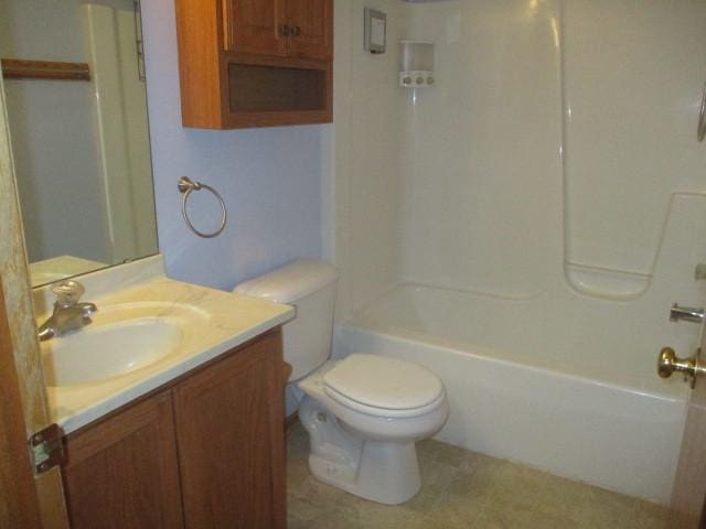 full bathroom with vanity, toilet, and tub / shower combination