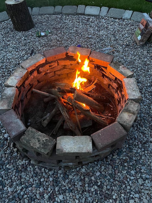 details featuring a fire pit