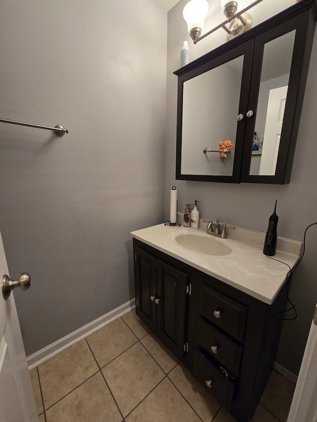 bathroom with tile patterned floors and vanity