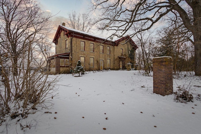 view of snow covered exterior