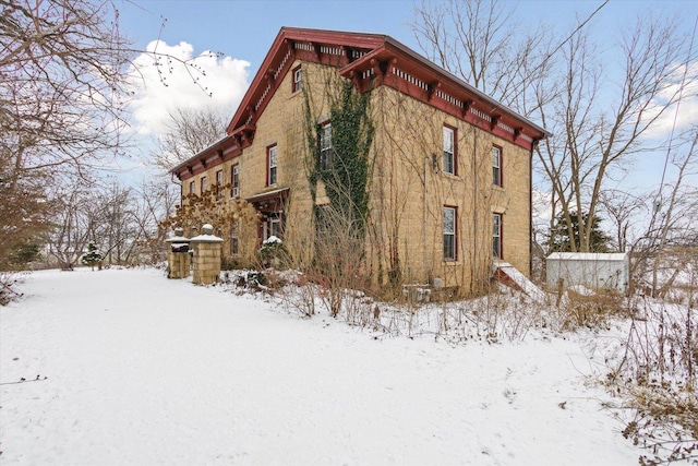 view of snow covered exterior