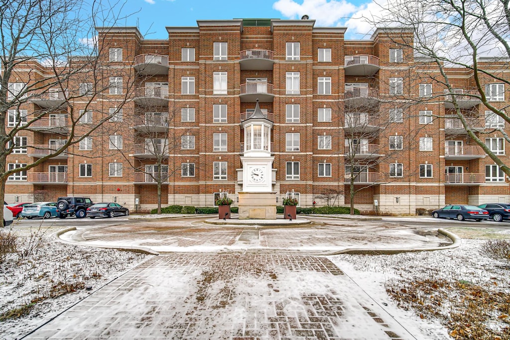 view of snow covered property