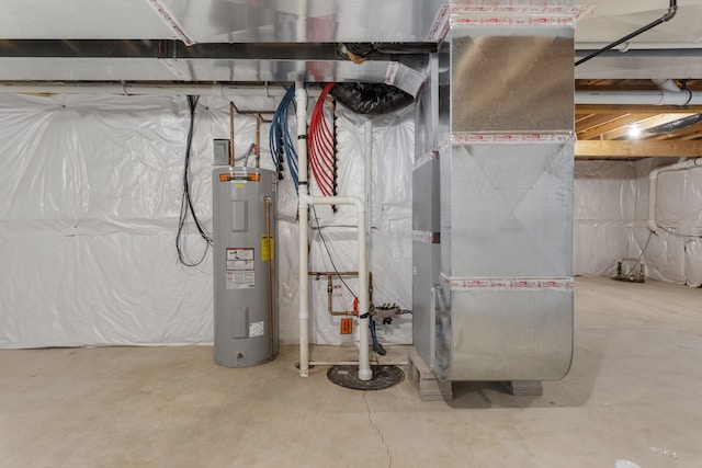 utility room with heating unit and water heater