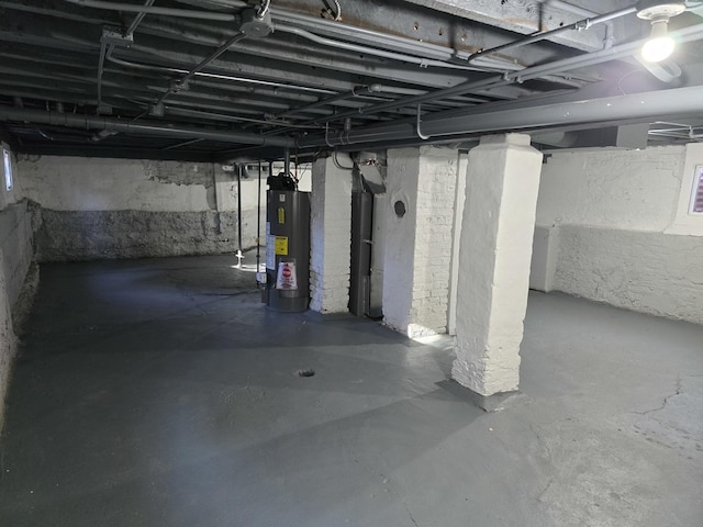 basement with water heater