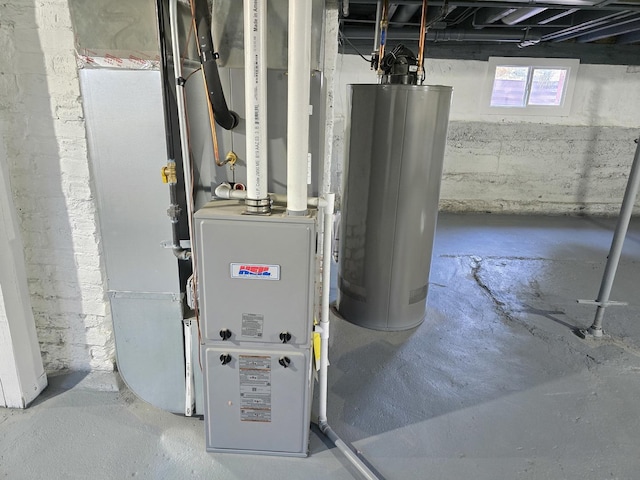 utilities featuring gas water heater and heating unit