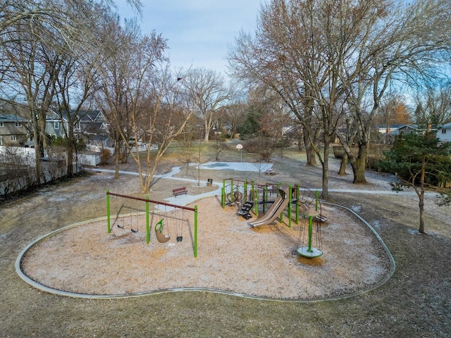 view of yard with a playground