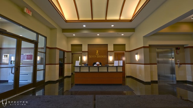 welcome area with french doors