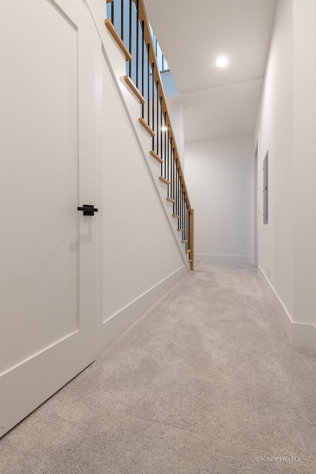 stairs with carpet floors