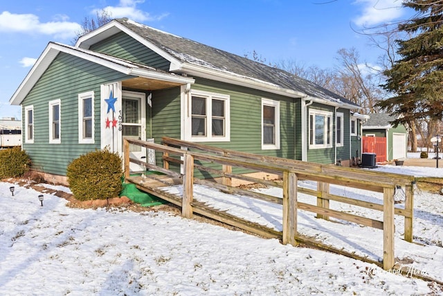 single story home with cooling unit