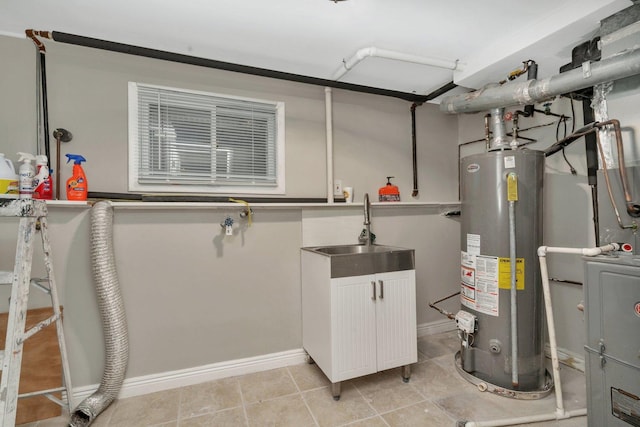 utilities featuring sink and water heater